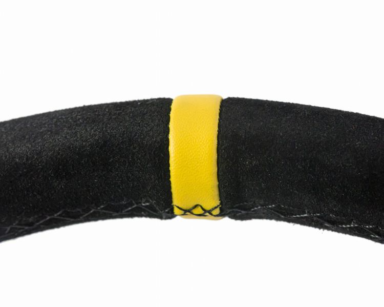 Kierownica sportowa zamszowa Slide 350mm Yellow Stripe płaska