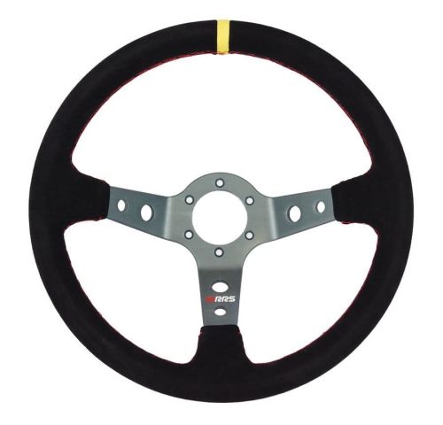 RRS Cors Suede Steering Wheel Titanium 350mm - Zamszowa kierownica z odsadzeniem