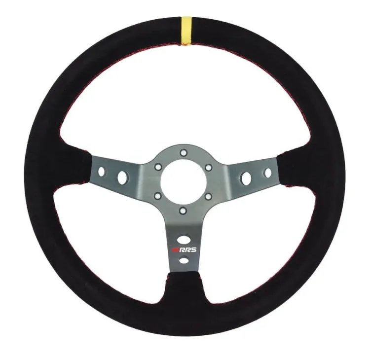 RRS Cors Suede Steering Wheel Titanium 350mm - Zamszowa kierownica z odsadzeniem