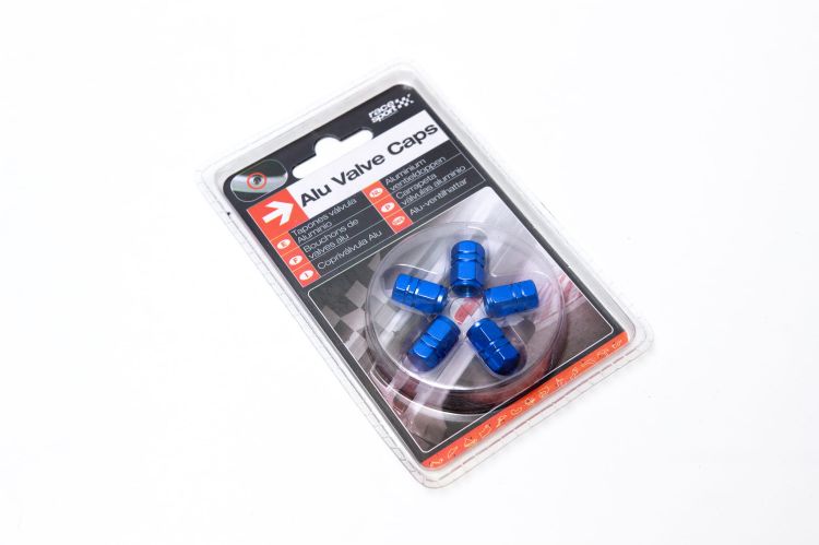 Race Sport Alu Valve Caps BLUE - Nakrętki na wentyle w kolorze niebieskim