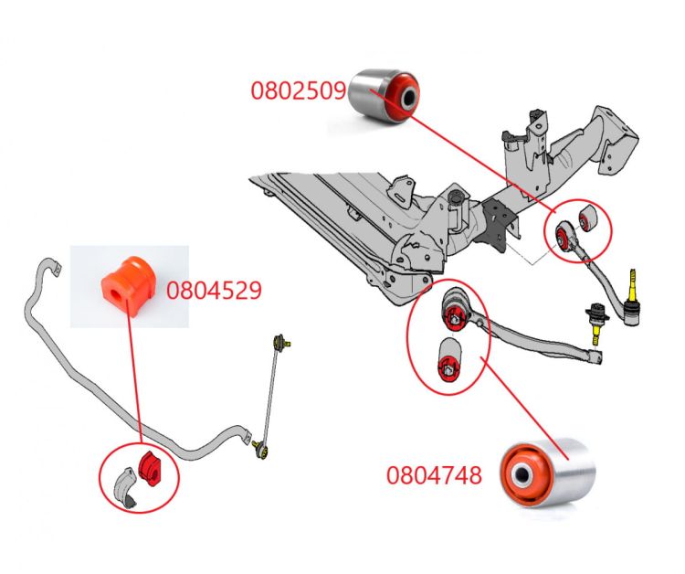 BMW Seria X X3 E83 (03-10) - Zestaw poliuretanowych tulei przedniego zawieszenia
