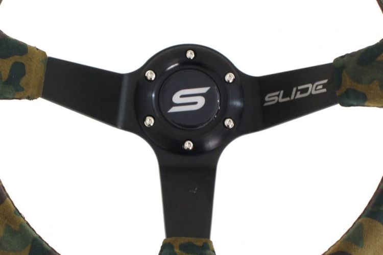 Slide Suede Steering Wheel Camo 350mm - Zamszowa kierownica sportowa Slide z odsadzeniem pp-kr-058