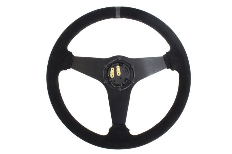 Slide Suede Steering Wheel Silver 350mm - Zamszowa kierownica sportowa z odsadzeniem 20mm srebrny pasek pp-kr-055