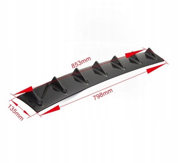 Universal Shark Fin Lip Spoiler - Uniwersalny dyfuzor tylny (7 żeber)