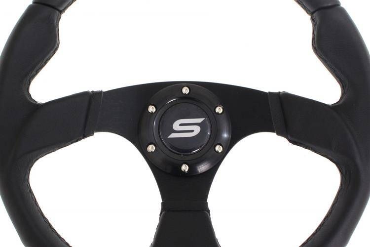 Slide Leather Steering Wheel Yellow 350mm - Skórzana kierownica sportowa z odsadzeniem 25mm czarna