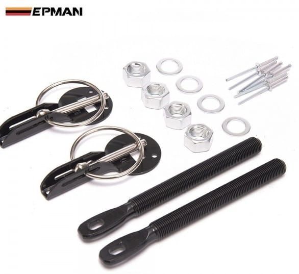 EPMAN Racing Sport Hood Bonnet Pin - Uniwersalne zapinki maski czarne
