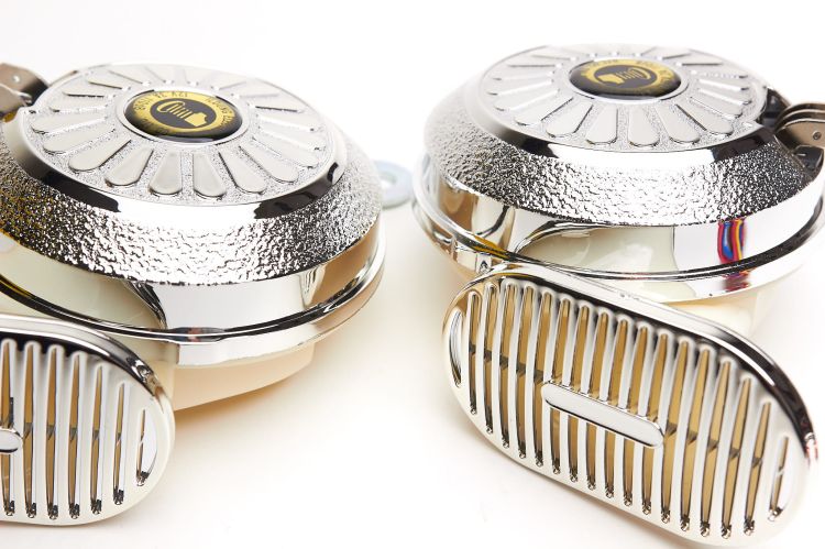 Zestaw klaksonów - muszle - Silver Loud 12V 110db Slim Siren