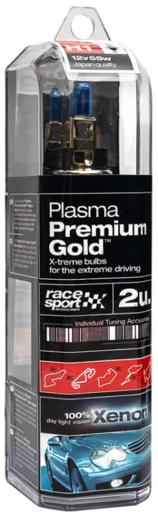 Zestaw żarówek Race Sport Plasma Premium Gold H1 12V 55W BIAŁE