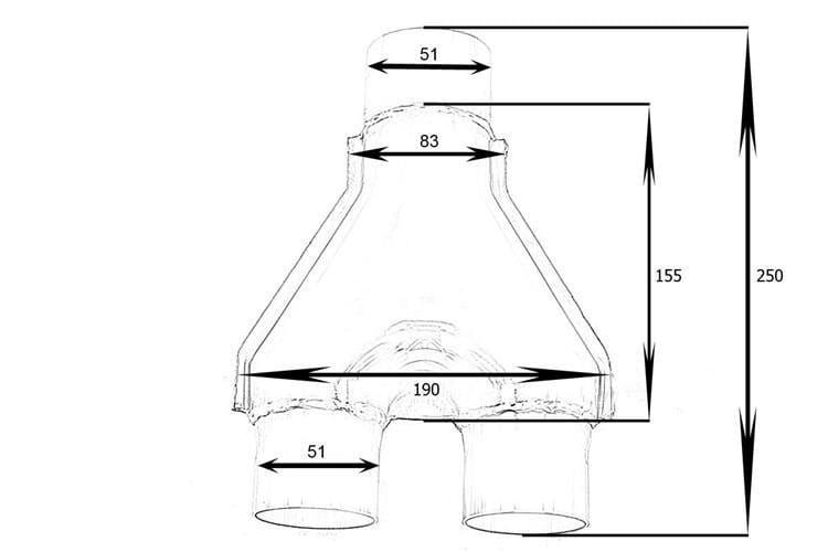 Turboworks Y-Pipe trójnik wydechu 2x2" (51x51mm)