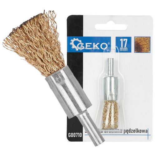 Geko Szczotka druciana pędzelkowa mosiężna, drut fal 17mm