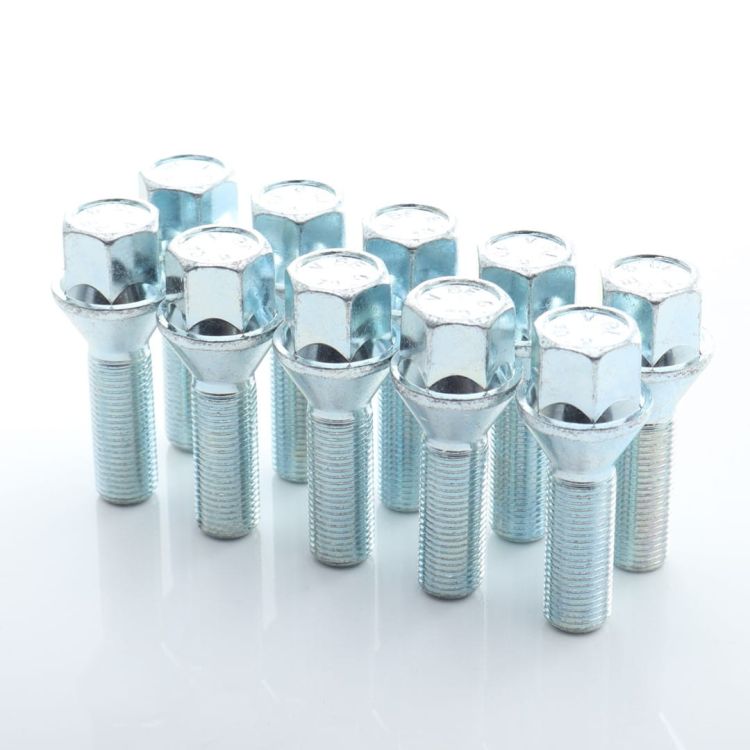 Komplet Srebrnych Śrub Do Kół  M14x1.25 x38mm Japan Racing (10 sztuk)