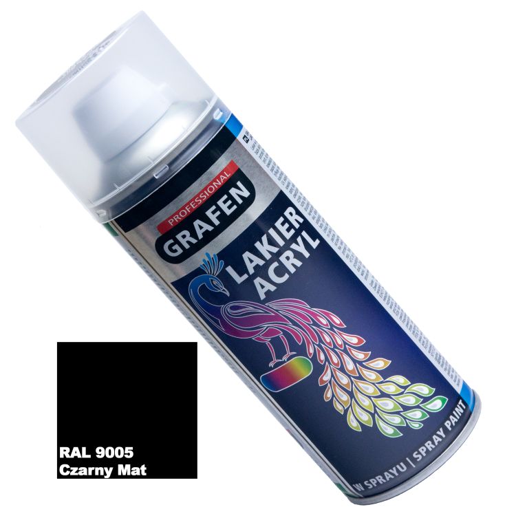 Lakier akrylowy czarny mat - Grafen Professional Lakier Spray 400ml