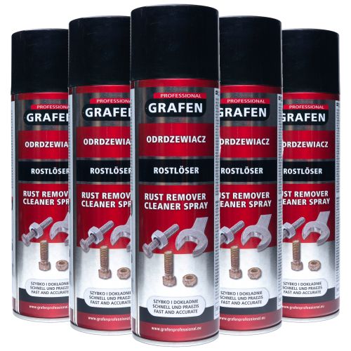Zestaw 5x Odrdzewiacz w sprayu - Grafen Professional Rust Remover Cleaner Spray 500ml