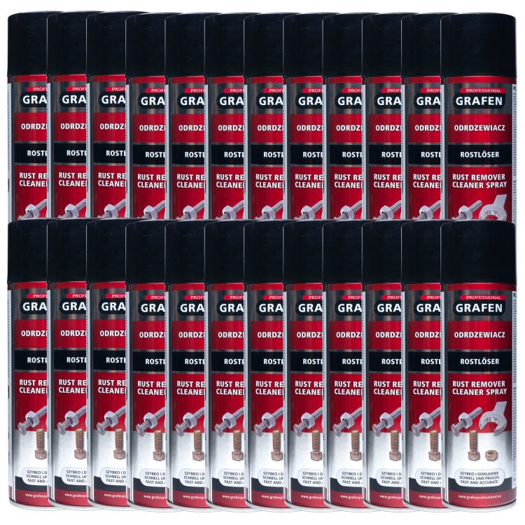 Zestaw 24x Odrdzewiacz w sprayu - Grafen Professional Rust Remover Cleaner Spray 500ml