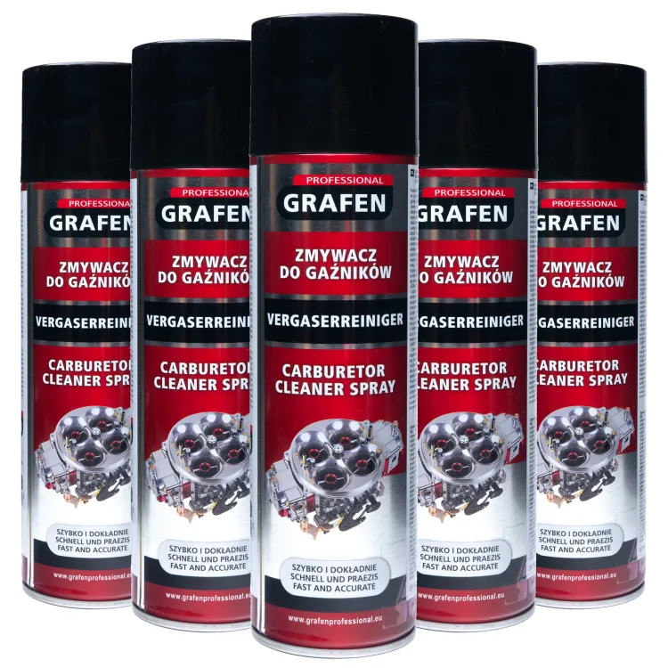 Zestaw 5x Zmywacz Do Gaźników Sprayu Grafen Professional Carburetor Cleaner 500ml