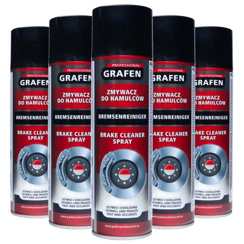 Zestaw 5x Środek Odtłuszczania Zmywacz Hamulców Grafen Brake Cleaner Spray 500ml