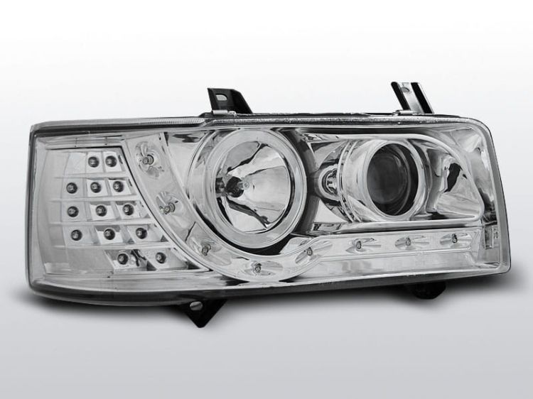 Lampy przednie VW T4 90-03.03 TRANSPORTER DAYLIGHT CHROME LED INDICATION