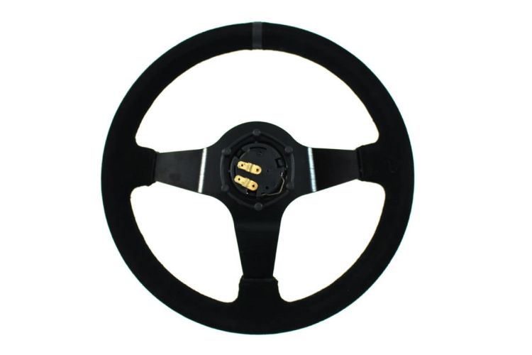 Slide Suede Steering Wheel Black 350mm- Zamszowa kierownica sportowa Slide z odsadzeniem