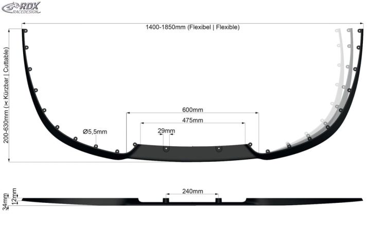 Uniwersalna dokładka zderzaka przedniego RDX Racedesign CUP 2.0 Cupra Style