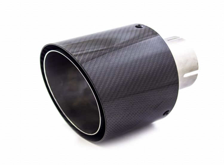 Pojedyncza końcówka wydechu ULTER N1-100CF Ø100mm / długość 165 mm - Ścięta obudowa z włókna węglowego