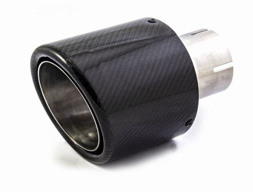 Pojedyncza końcówka wydechu ULTER N1-100CZ Ø100mm / długość 165 mm - Zaokrąglona obudowa z włókna węglowego