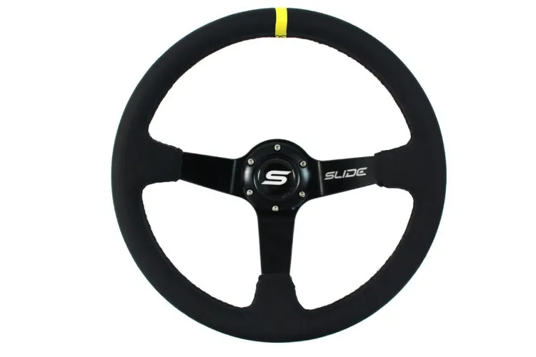 Slide Leather Steering Wheel Yellow 350mm- Skórzana kierownica z odsadzeniem