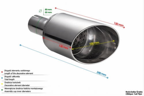 Pojedyncza końcówka wydechu ULTER N1-60 Ø 100 mm / długość 150 mm