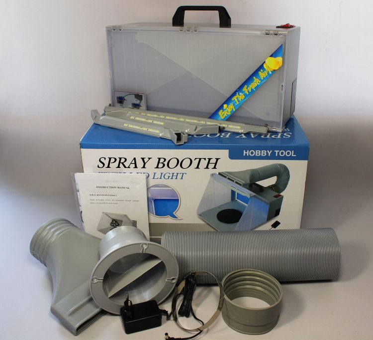 SprayBooth with led light komora lakiernicza do Aerografu hobby  oświetlenie LED