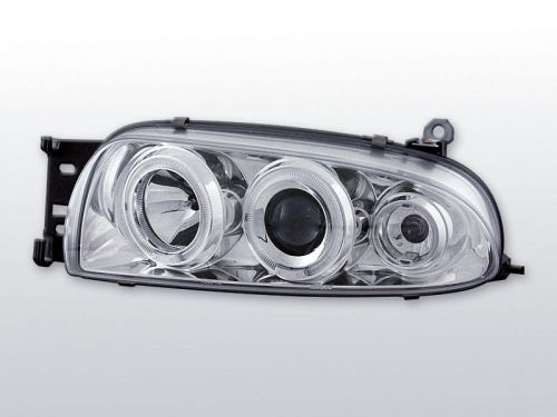 Lampy przednie FORD FIESTA MK4 10.95-08.99 ANGEL EYES CHROME