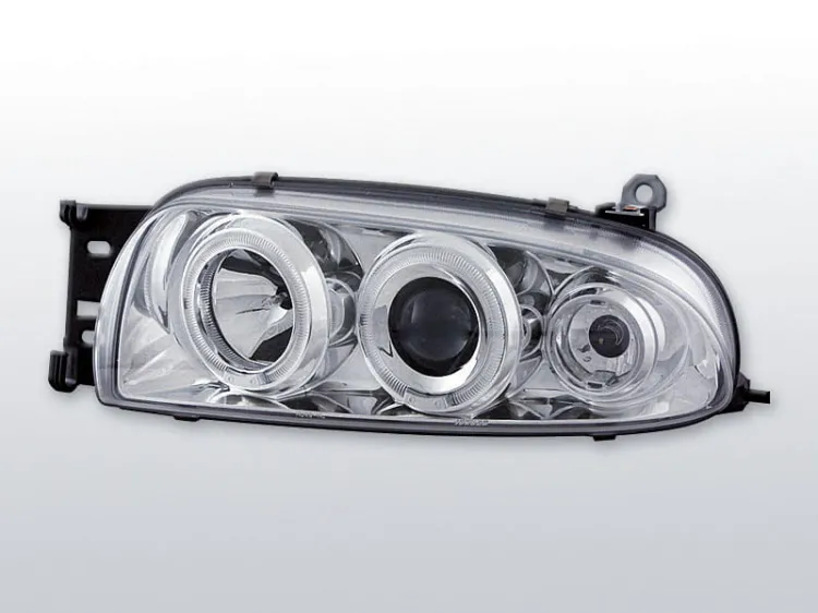 Lampy przednie FORD FIESTA MK4 10.95-08.99 ANGEL EYES CHROME